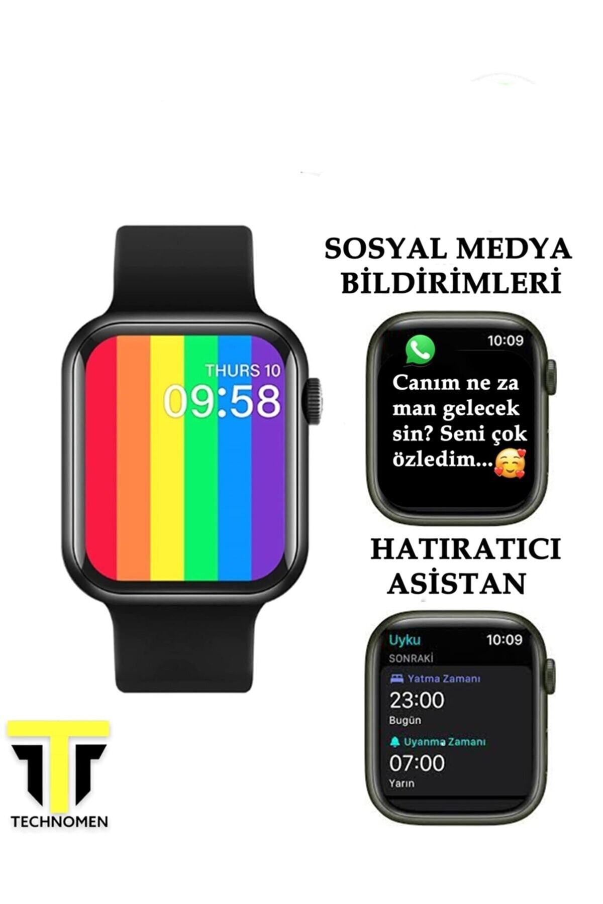 Akıllı Saat Plus +   Kablosuz Kulaklık Ikili Siyah Set Ios Android Smartwatch